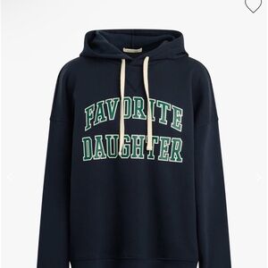 Favorite Daughter Navy Hoodie with Green Lettering